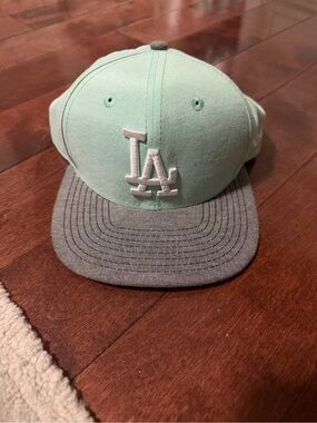 LA Logo Snapback Hat - Mint and Gray